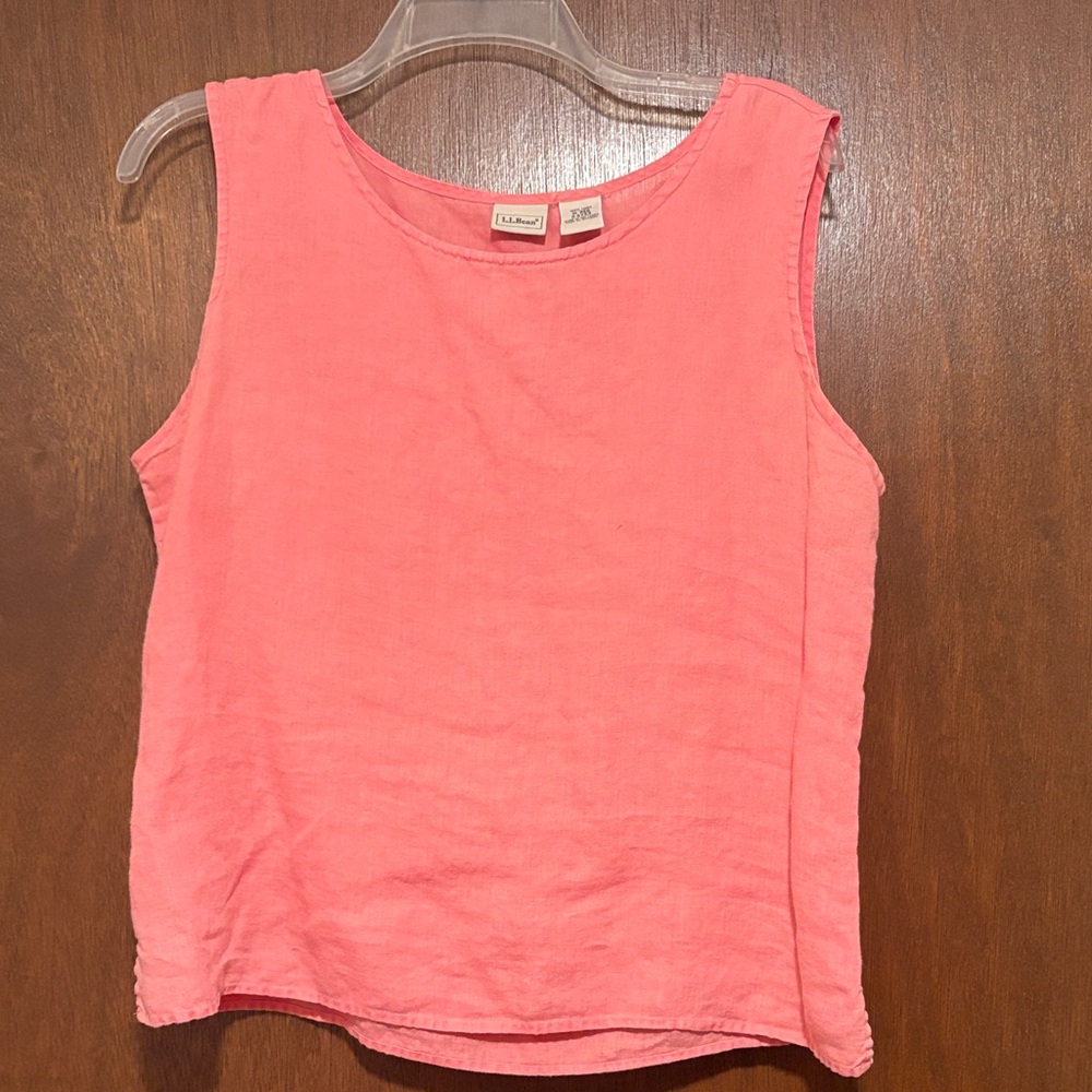 L.L. Bean Coral Sleeveless Linen Tank